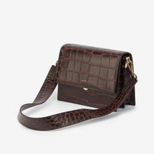 Load image into Gallery viewer, MINI FLAP croc-effect vegan leather Women bag JW PEI Brown 
